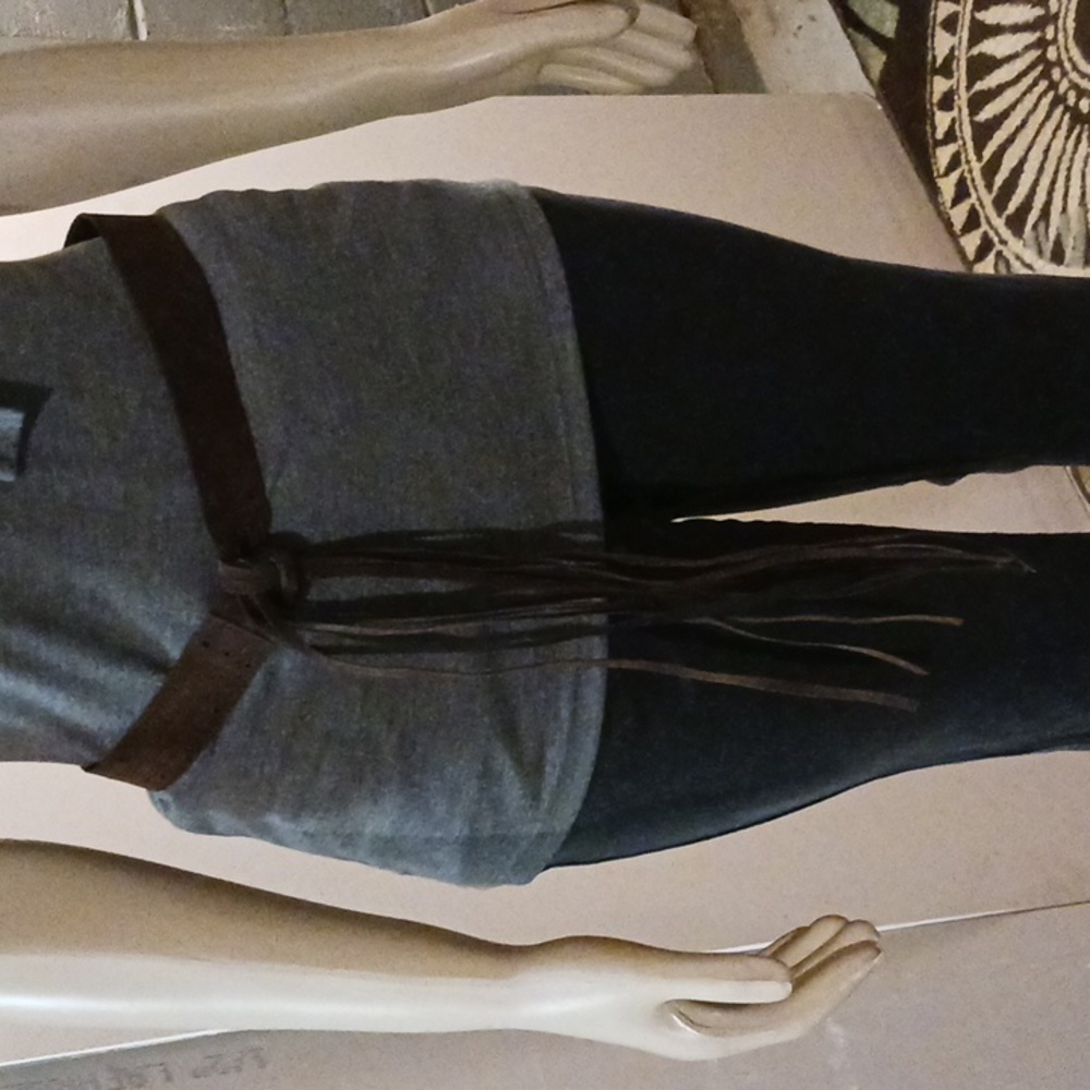 NWOT Suede Bohemian Pinhole Fringe Tie Belt P-size 10